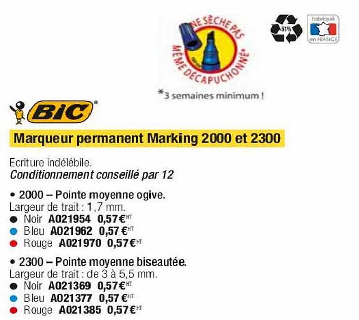 Marqueur Permanent Marking 2000 Et 2300 Bic