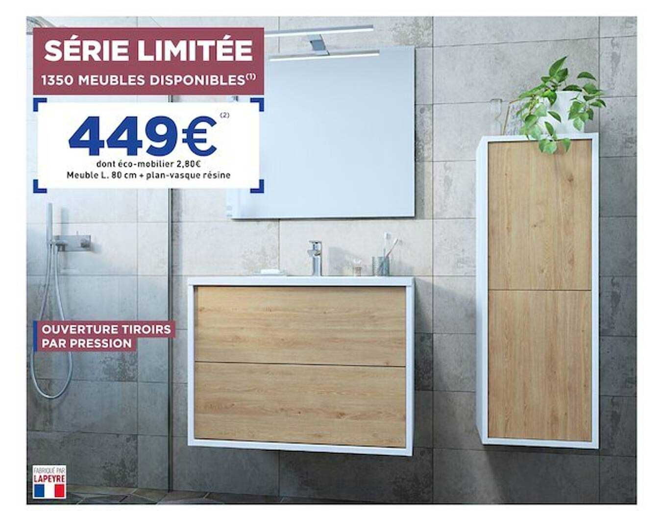 meuble l. 80 cm + plan-vasque résine