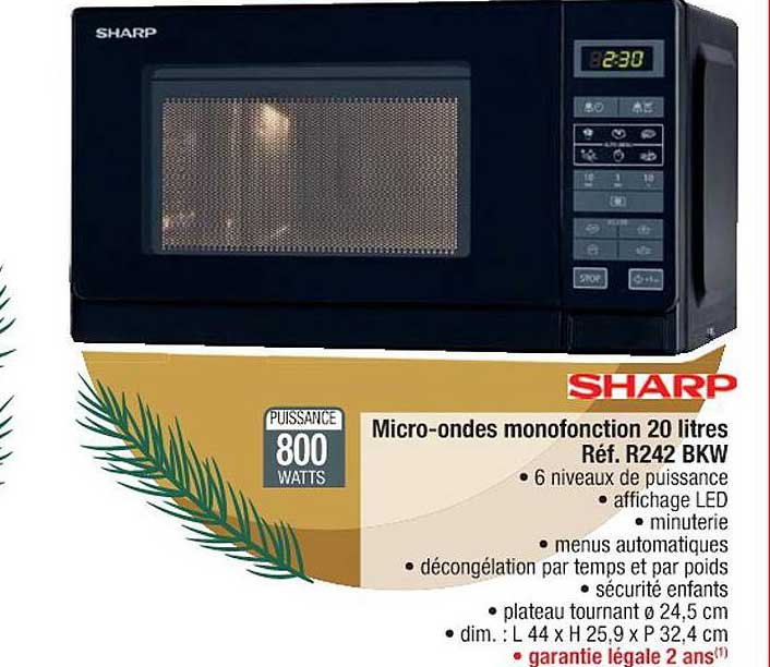 micro-ondes monofonction 20 litres sharp