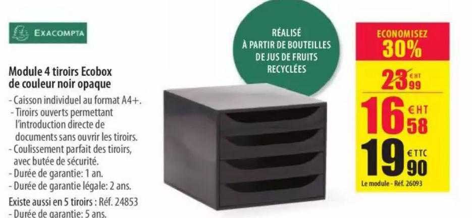 module 4 tiroirs ecobox de couleur noir opaque