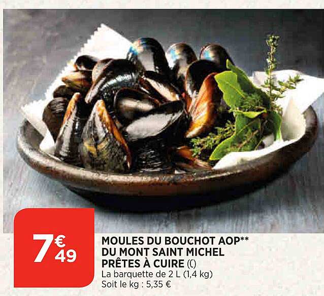 moules du bouchot aop** du mont saint michel prêtes à cuire