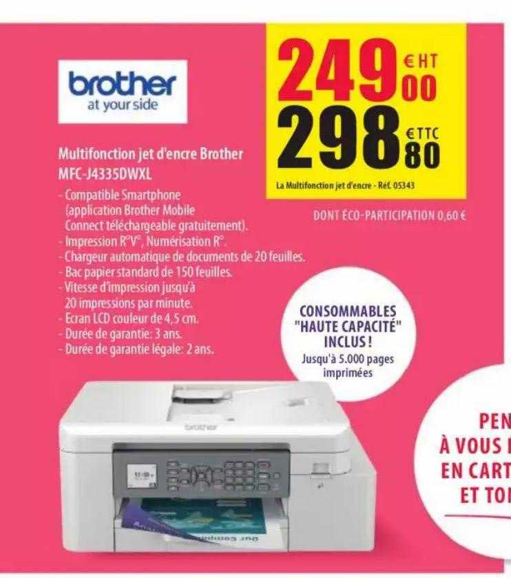 multifonction jet d'encre brother mfc-j4335dwxl