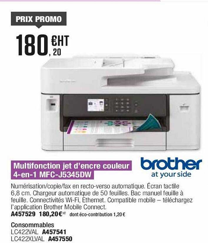multifonction jet d'encre couleur 4-en-1 mfc-j5345dw brother