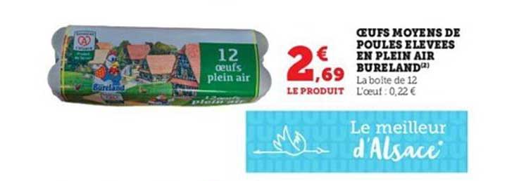 œufs moyens de poules élevées en plein air bureland