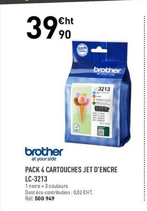 pack 4 cartouches jet d'encre lc-3213 brother at your side