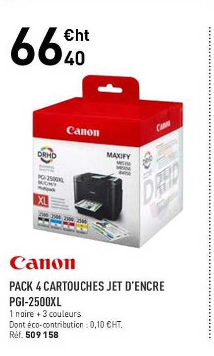 pack 4 cartouches jet d'encre pgi-2500xl canon