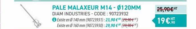 pale malaxeur m14 - ø120 mm diam industries