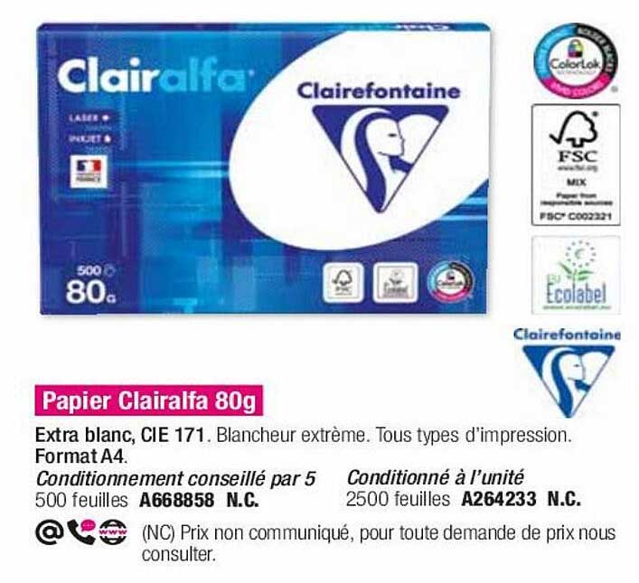 papier clairalfa 80g