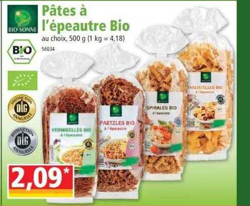 pâtes à l'épeautre bio bio sonne