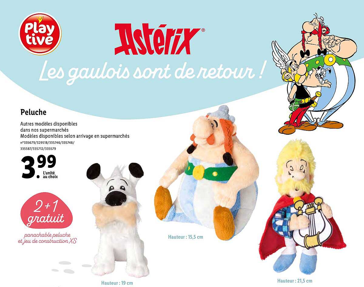 peluche astérix play tive