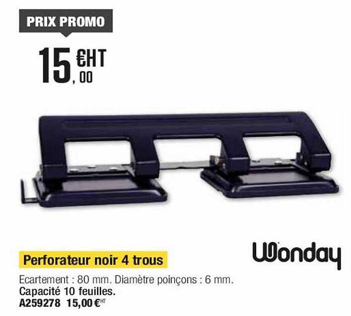 perforateur noir 4 trous wonday
