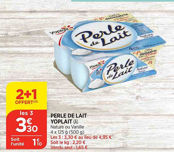 Perle De Lait Yoplait 2+1 Offert