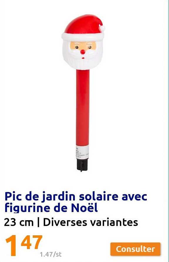 pic de jardin solaire avec figurine de noël