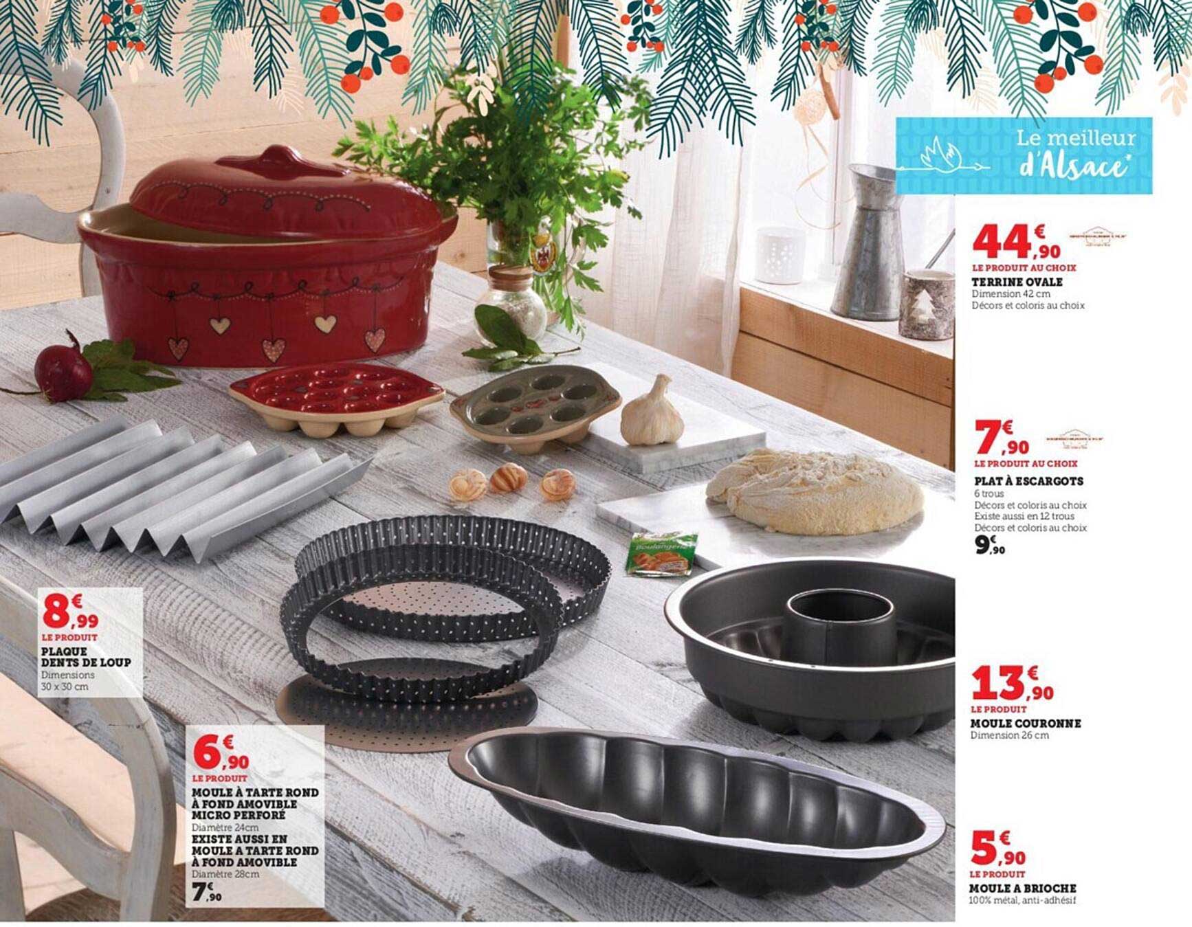 plaque dents de loup, moule à tarte fond à fond amovible micro perforé existe aussi en moule à tarte rond à fond amovible, terrine ovale, plat à escargots, moule couronne, moule à brioche