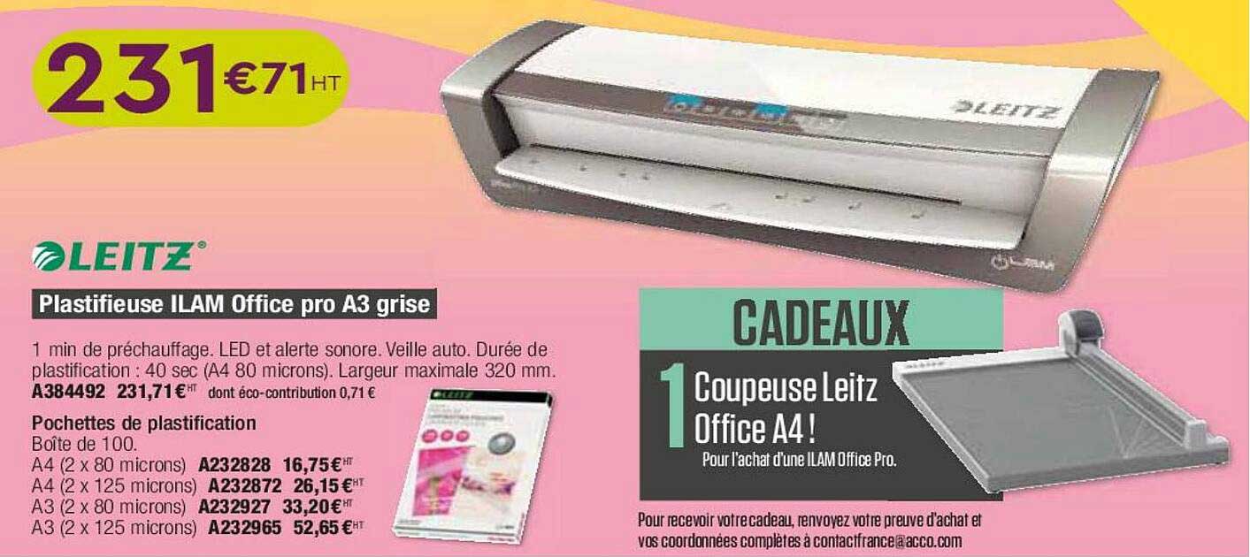 Plastifieuse Ilam Office Pro A3 Grise Leitz