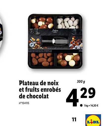 plateau de noix et fruits enrobés de chocolat deluxe