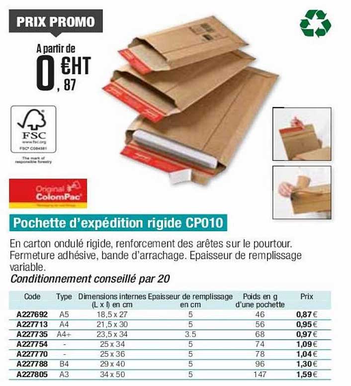 pochette d'expédition rigide cp010
