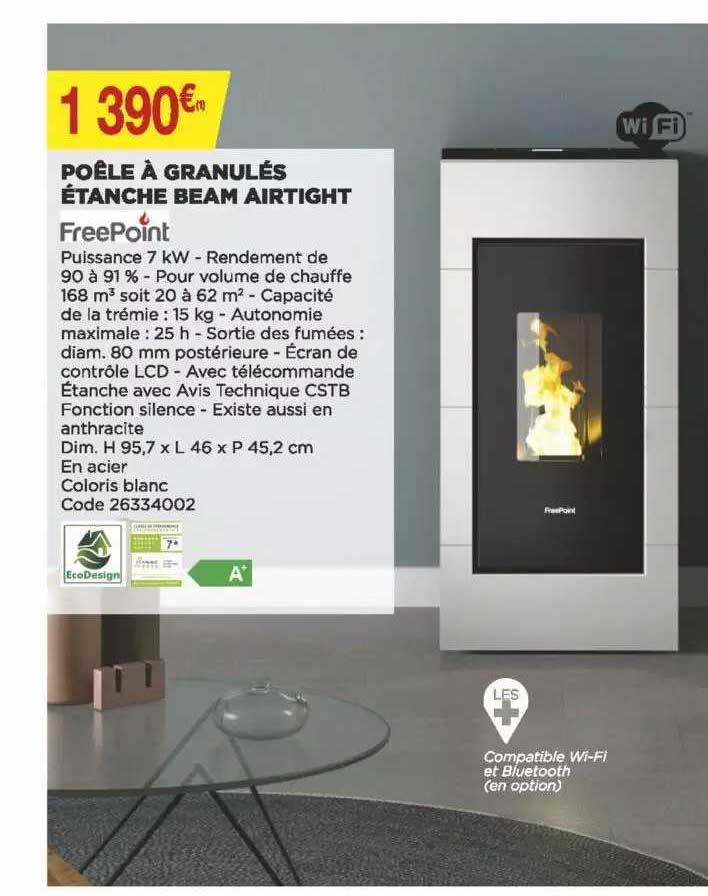 poêle à granulés étanche beam airtight freePoint
