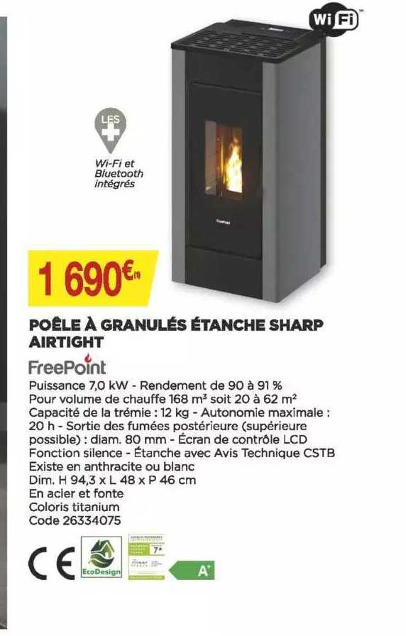 poêle à granulés étanche sharp airtight freePoint