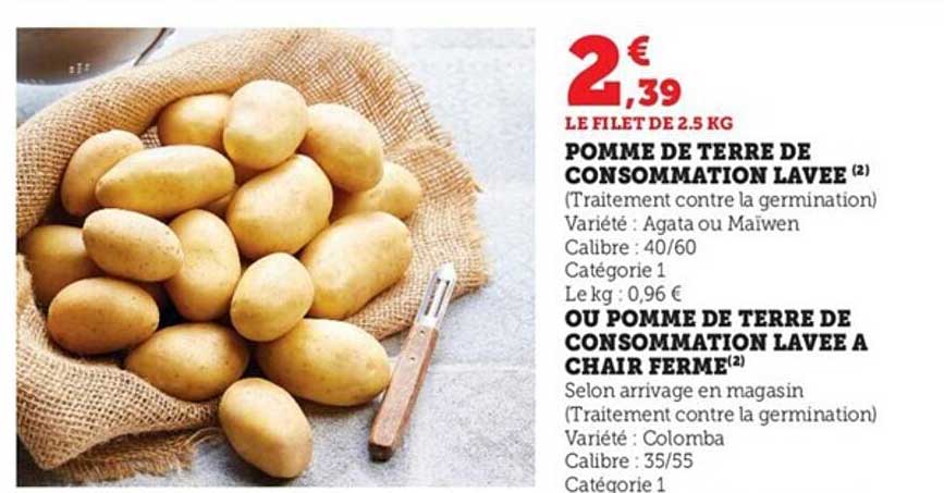 Pomme De Terre De Consommation Lavée Ou Pomme De Terre De Consommation Lavée à Chair Ferme