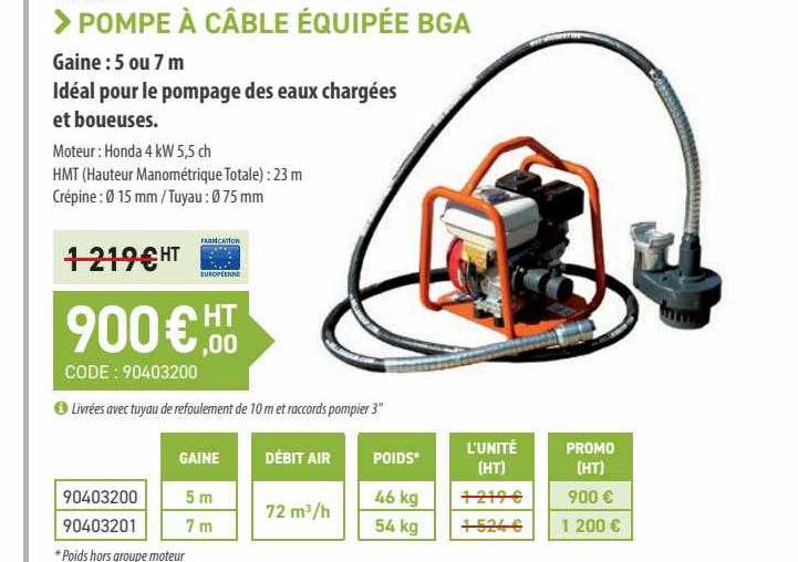 Pompe à Câble équipée Bga