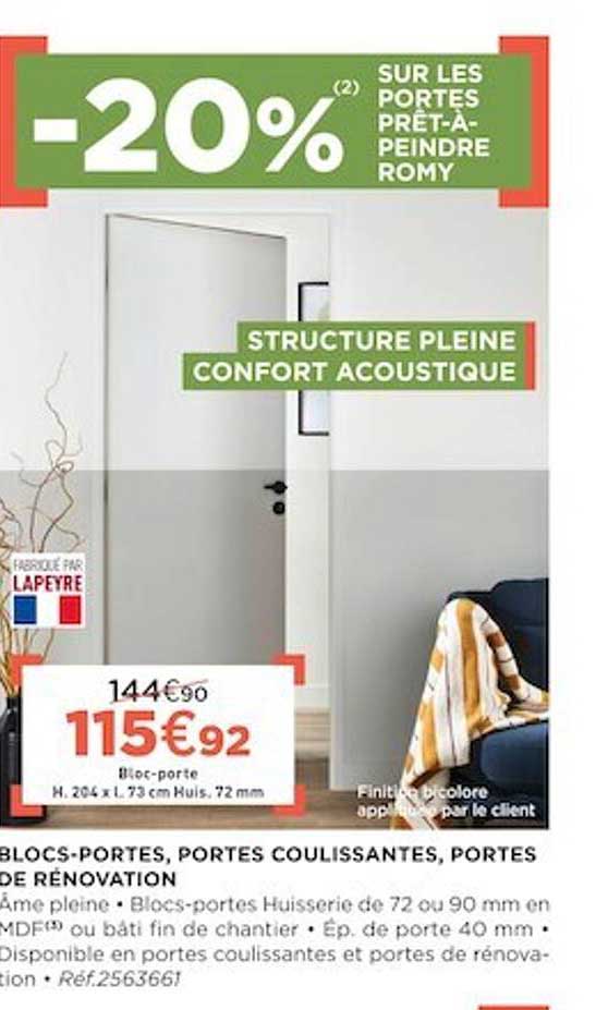 portes prêt-à-peindre romy, blocs-portes coulissantes, portes de rénovation