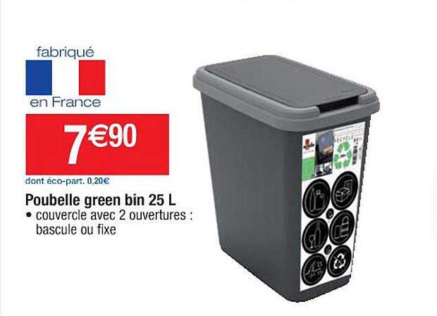 poubelle green bin 25l