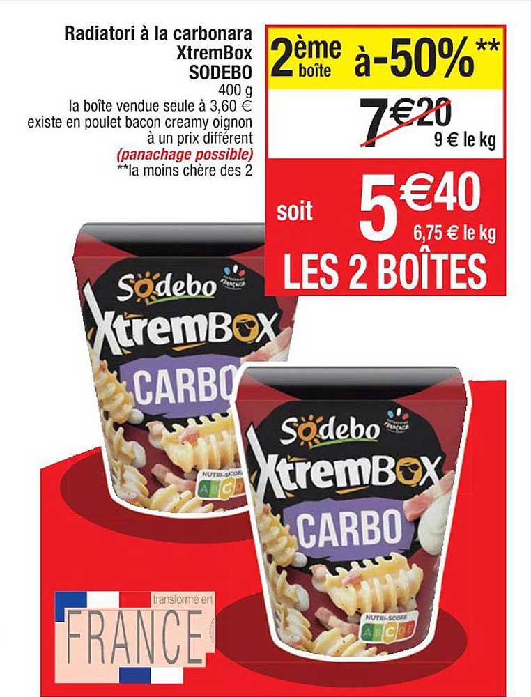 radiatori à la carbonara xtrembox sodebo