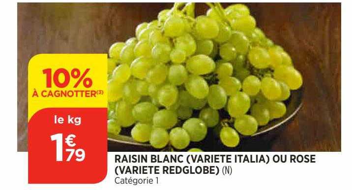 Raisin Blanc (variété Italia) Ou Rose (variété Redglobe)