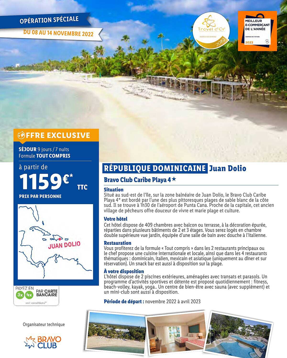 république dominicaine juan dolio : brave club caribe playa 4*