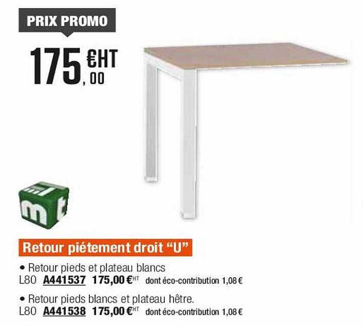 retour piétement droit "u"