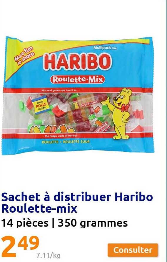 sachet de distribuer haribo roulette-mix