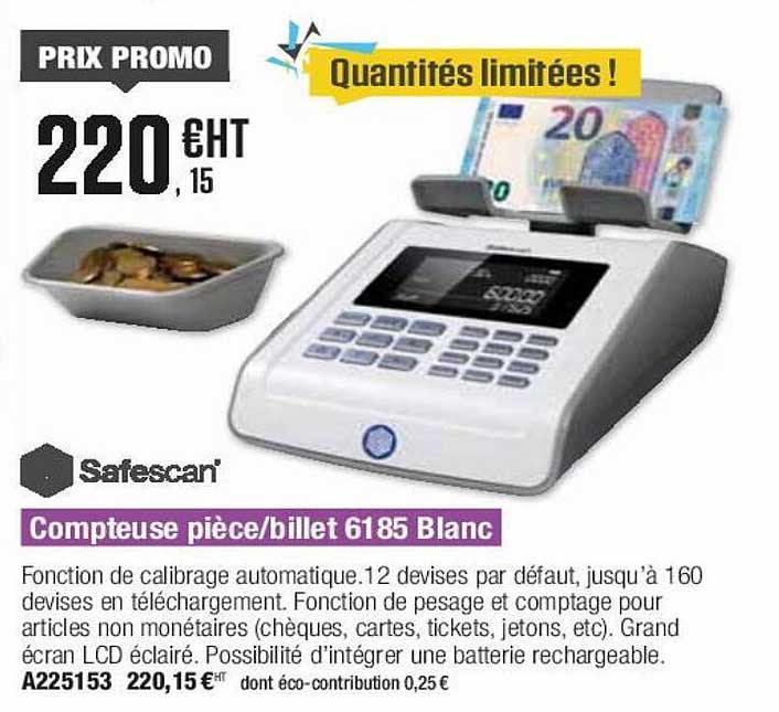 safescan compteuse pièce billet 6185 blanc
