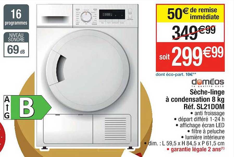 Sèche-linge à Condensation 8 Kg Doméos
