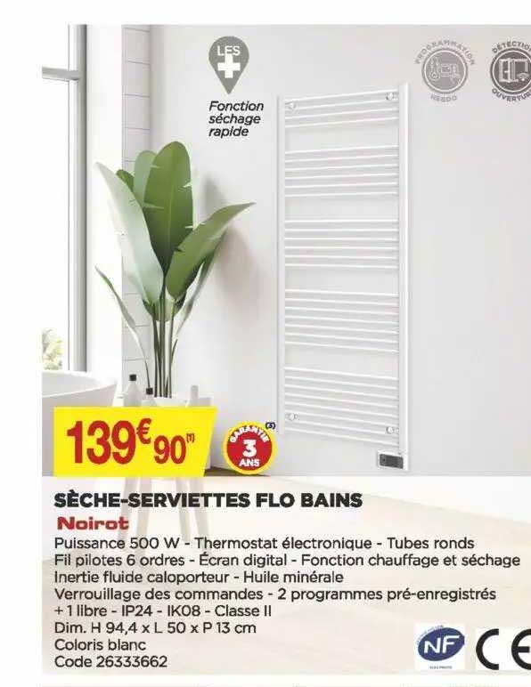 sèche-serviettes flo bains noirot