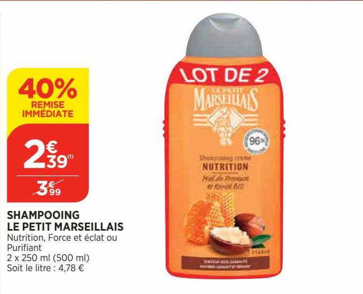 Shampooing Le Petit Marseillais 40% Remise Immédiate