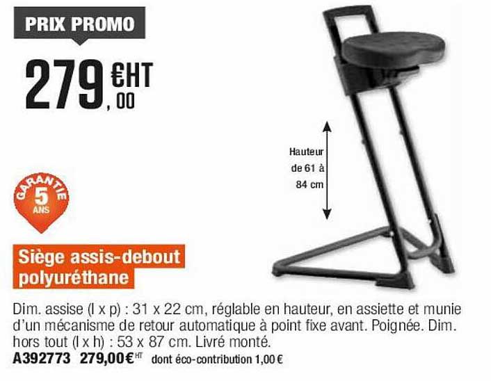 siège assis-debout polyréthane