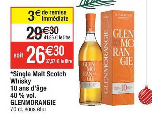 single malt scotch whisky 10 ans d'âge 40% vol. glenmorangie