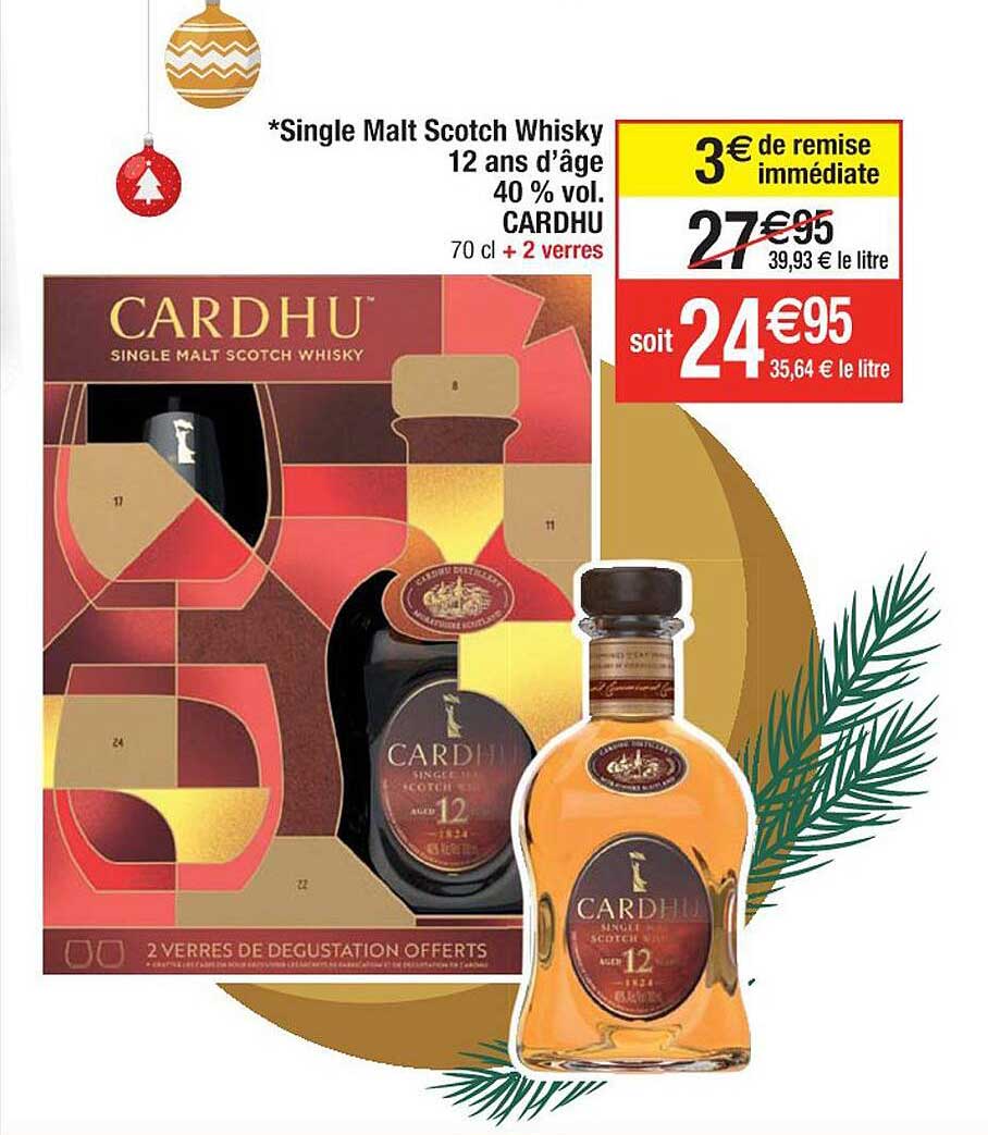 single malt scotch whisky 12 ans d'âge 40% vol. cardhu