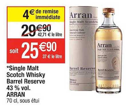single malt scotch whisky barrel réserve 43% vol. arran