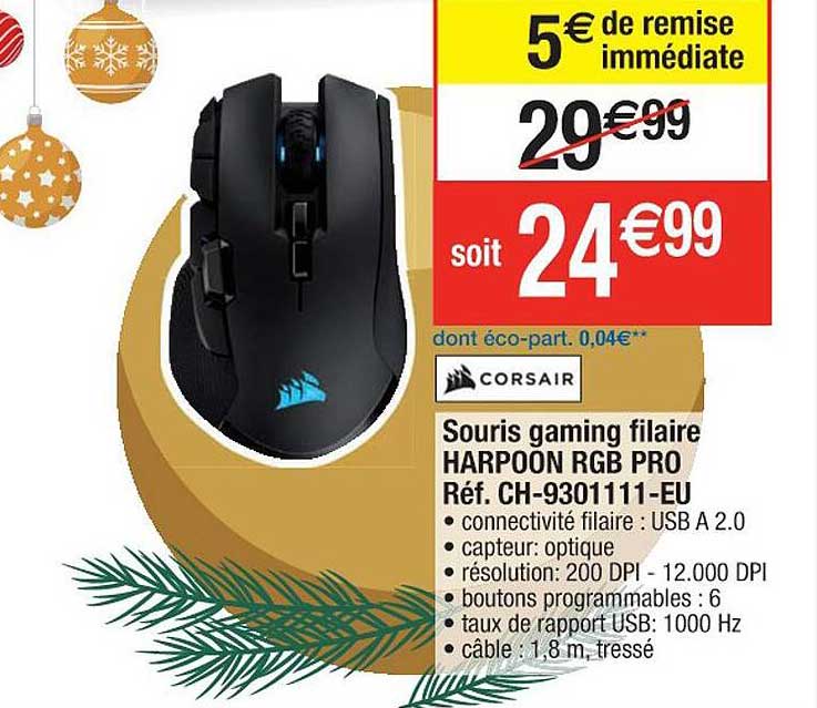 souris gaming filaire harpoon rgb pro corsair