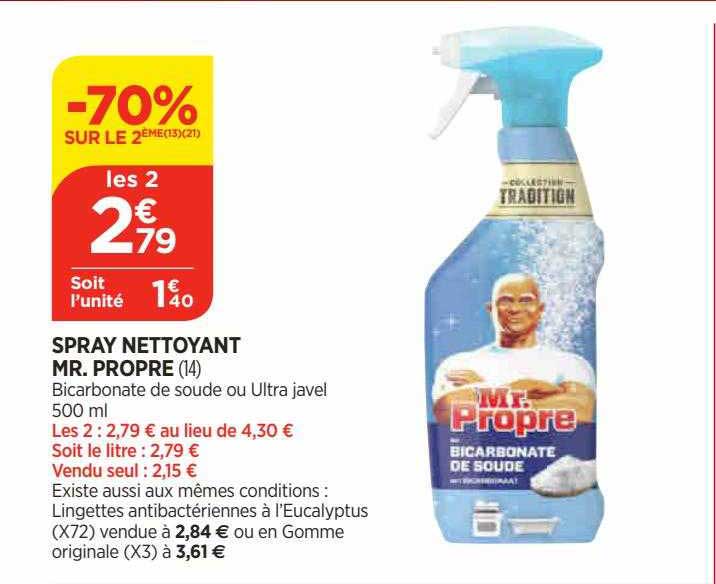 spray nettoyant mr. propre 70% sur le 2ème