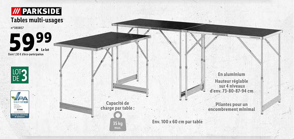 tables multi-usages parkside