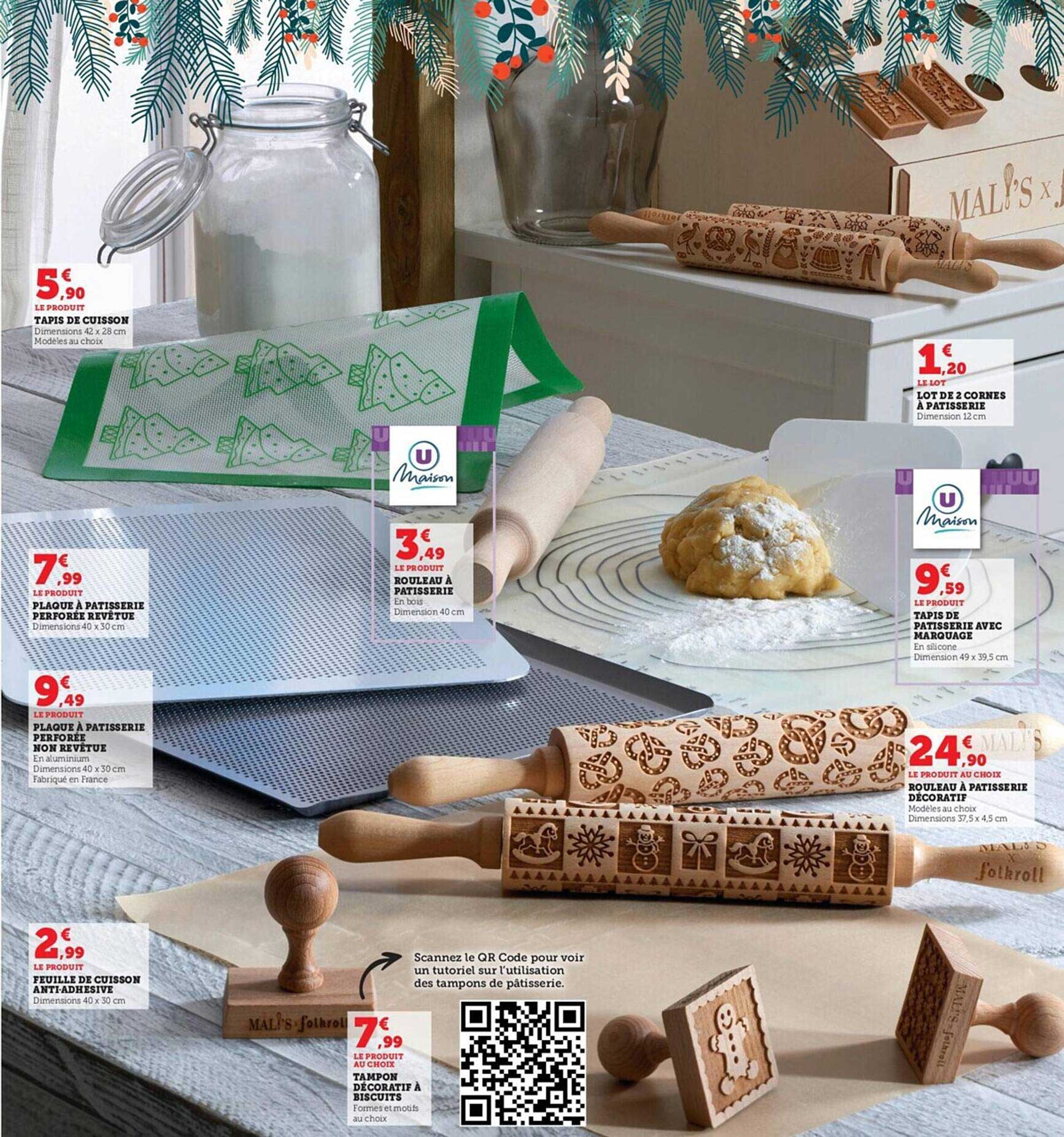 tapis de cuisson, plaque à pâtisserie perforée revêtue, rouleau à pâtisserie, plaque à pâtisserie perforée non revêtue, lot de 2 cornes à pâtisserie, tapis de pâtisserie avec marquage