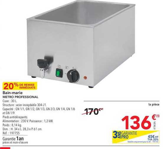 Bain-marie Métro Professional