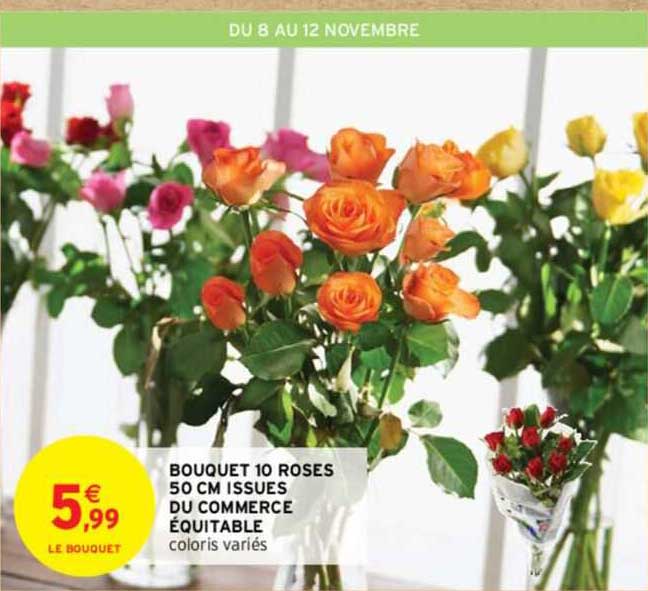 bouquet 10 roses 50 cm issues du commerce équitable