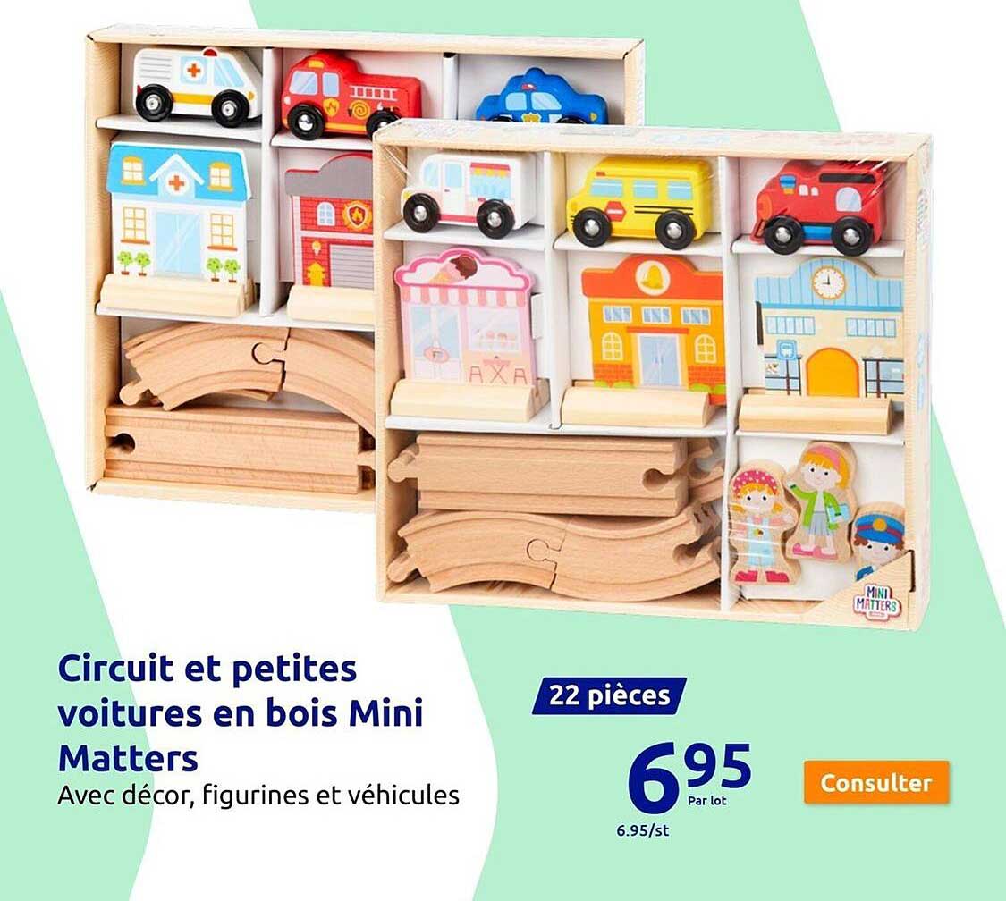 circuit et petites voitures en bois mini matters