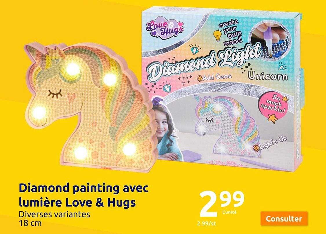 diamond painting avec lumière love & hugs