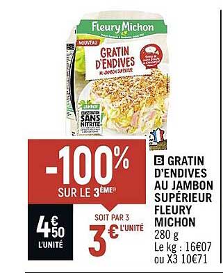 gratin d'endives au jambon supérieur fleury michon