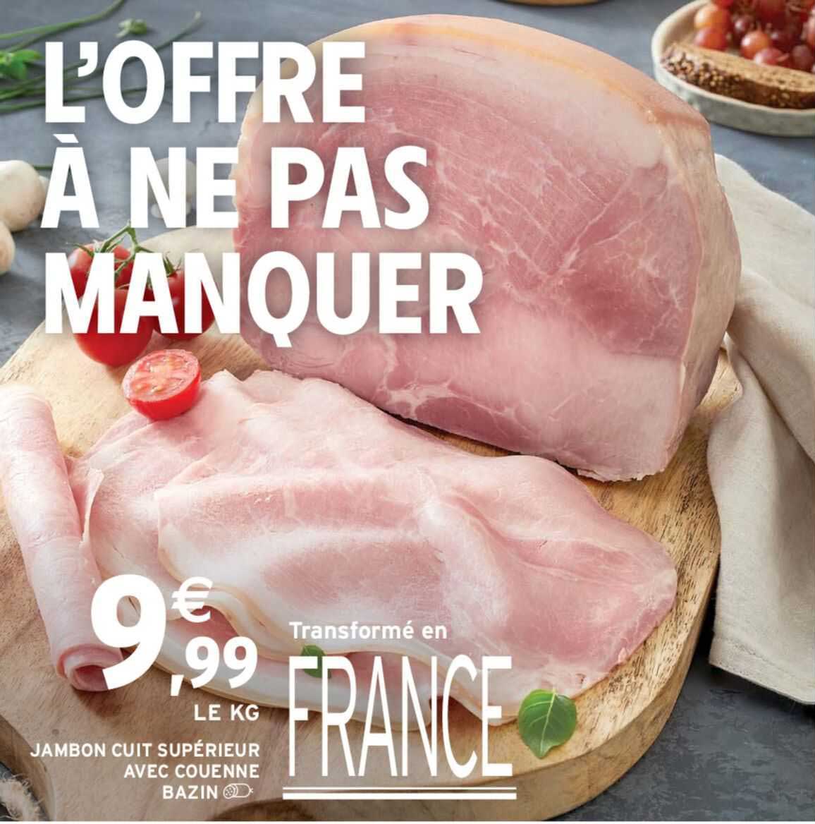 jambon cuit supérieur avec couenne bazin